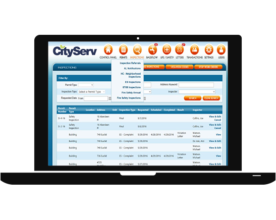 A laptop with the webpage of cityserv open